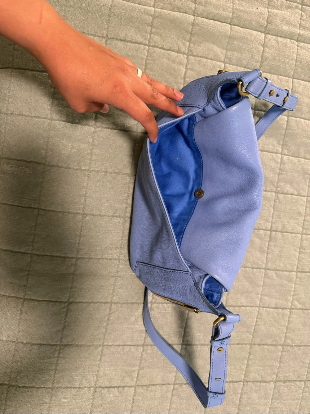 Fossil Light Blue Leather Crossbody